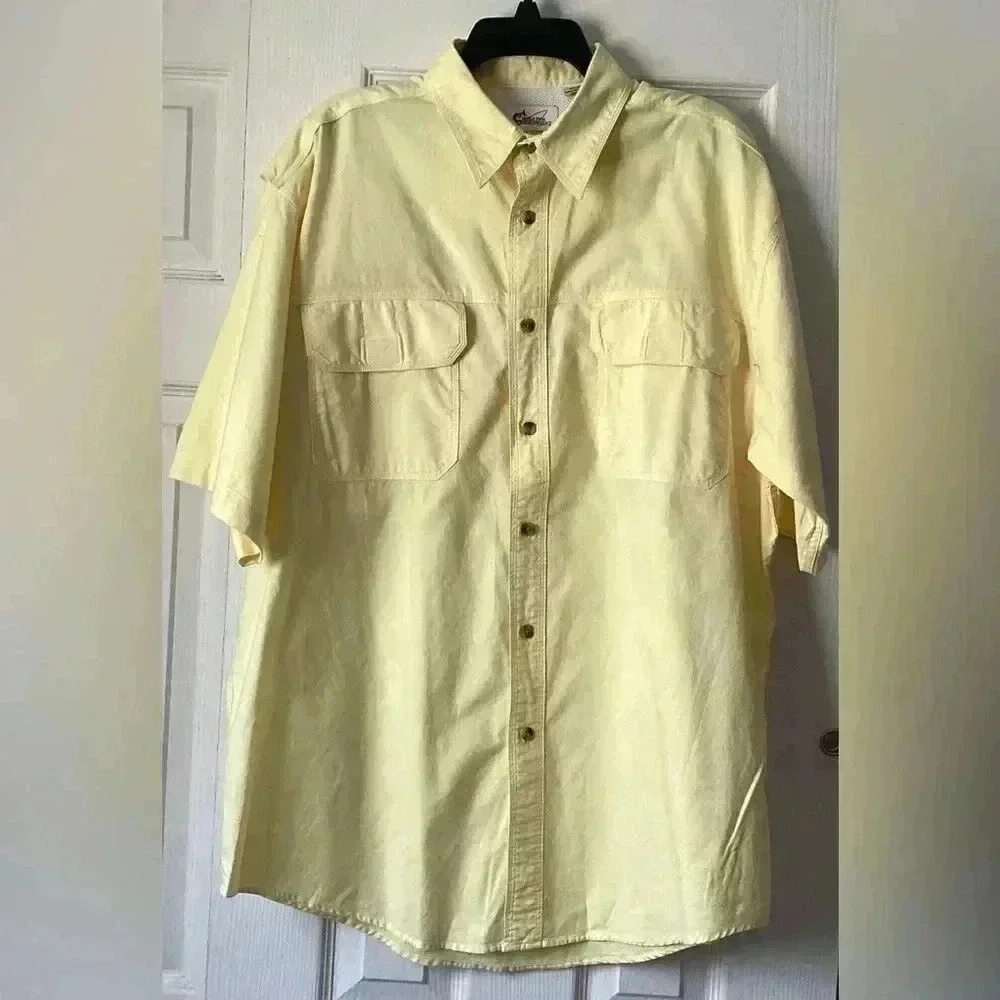 WORLD WIDE SPORTSMAN SHORT SLEEVE SHIRT - LARGE YELLOW COTTON
